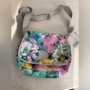 Kipling Floral Print Crossbody Bag in Pink, Green, Blue